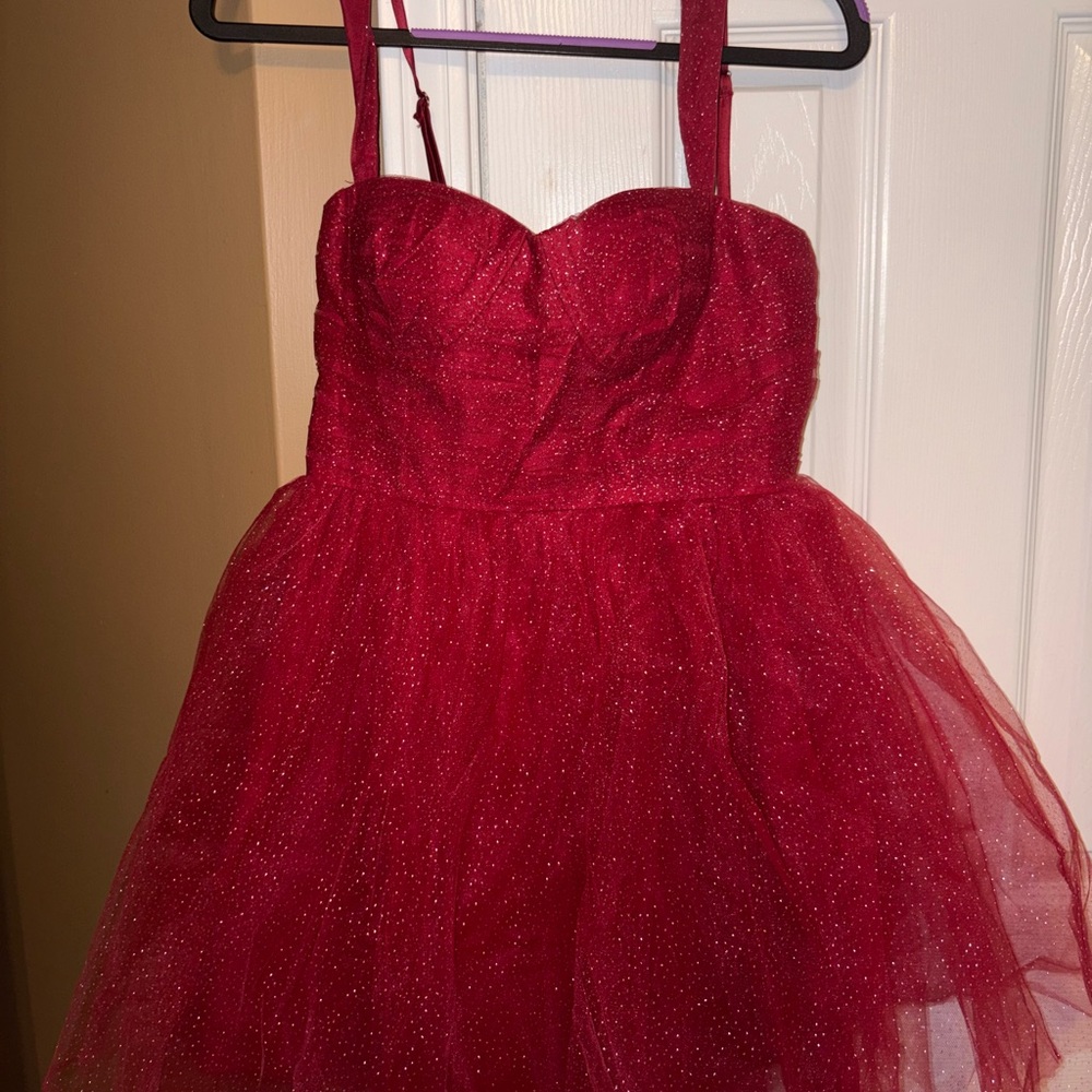 Sparkly Teen Homecoming Dress – Detachable Bow & Puffy Pleated Skirt